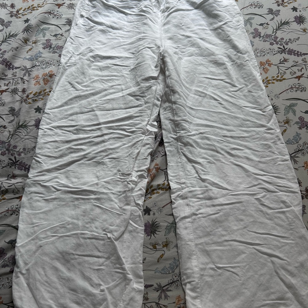 H&M White Elastic Waist Pants